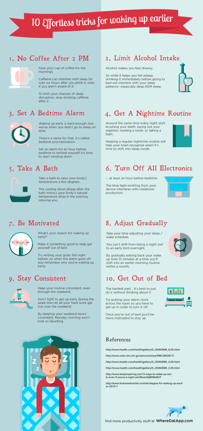 10 Effortless Tips to Waking Up Earlier Infographic