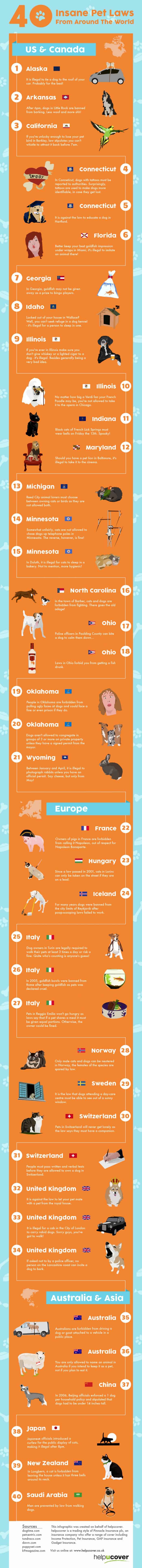 Weird pet laws around the world infographic