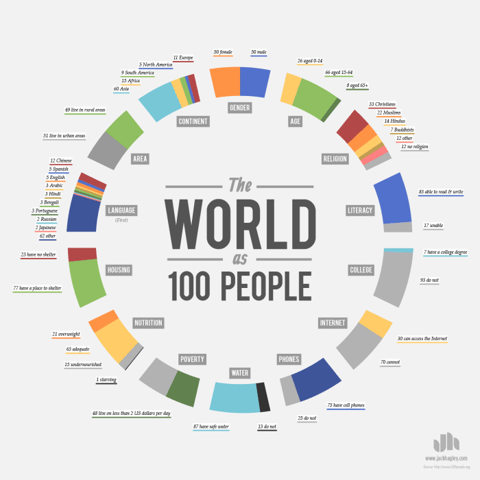 the world represented as 100 people