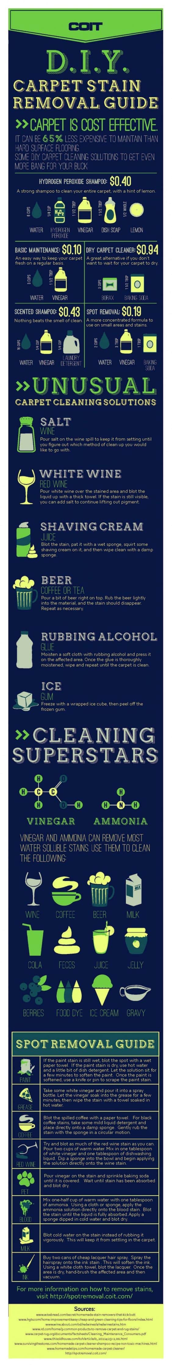 infographic describes How to remove any carpet stain