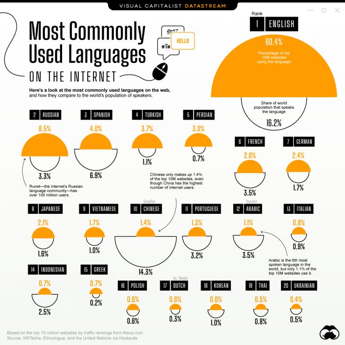 commonly used language in the internet