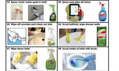 steps to clean bathroom
