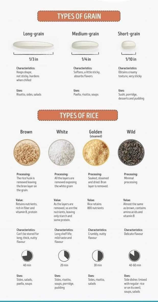 Different Types of Grains & Rice